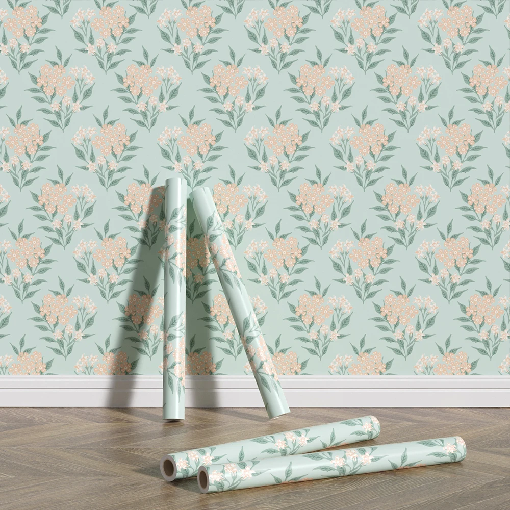 Fresh Flowers And Leaves Removable Wallpaper Elegant Room Decor Self Adhesive Vinyl Stickers Chic Peel and Stick Contact Paper