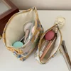 1PC Vintage Woven Satin Fabric Storage Bag Large Capacity Portable Makeup Toiletry Bag - Fashionable Organizing Solution 6