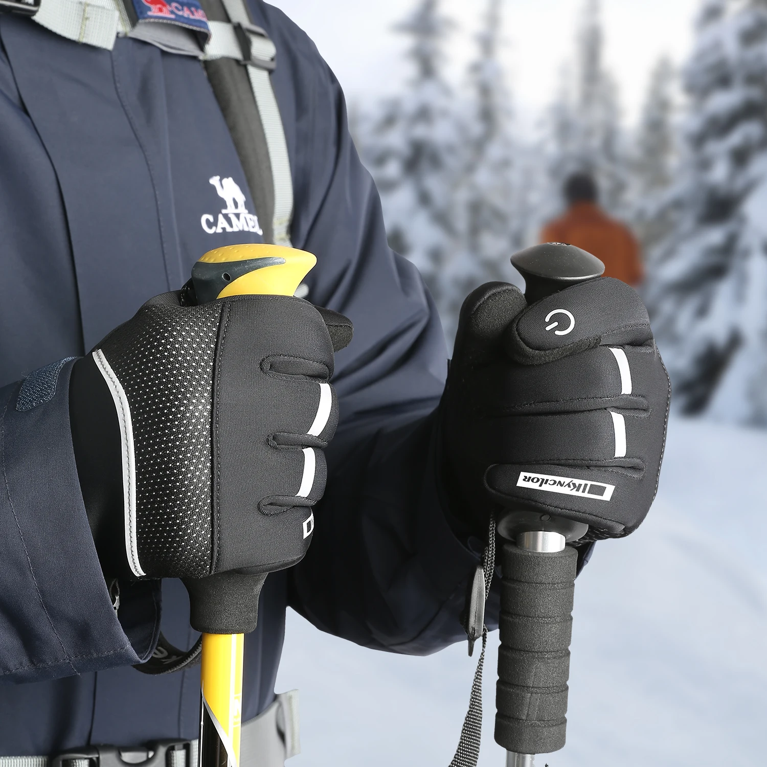 Kyncilor Winter Sports Cycling Skiing Gloves Black Warm Waterproof Touchscreen Nonslip Running Snowboard Motorcycle Gloves 2