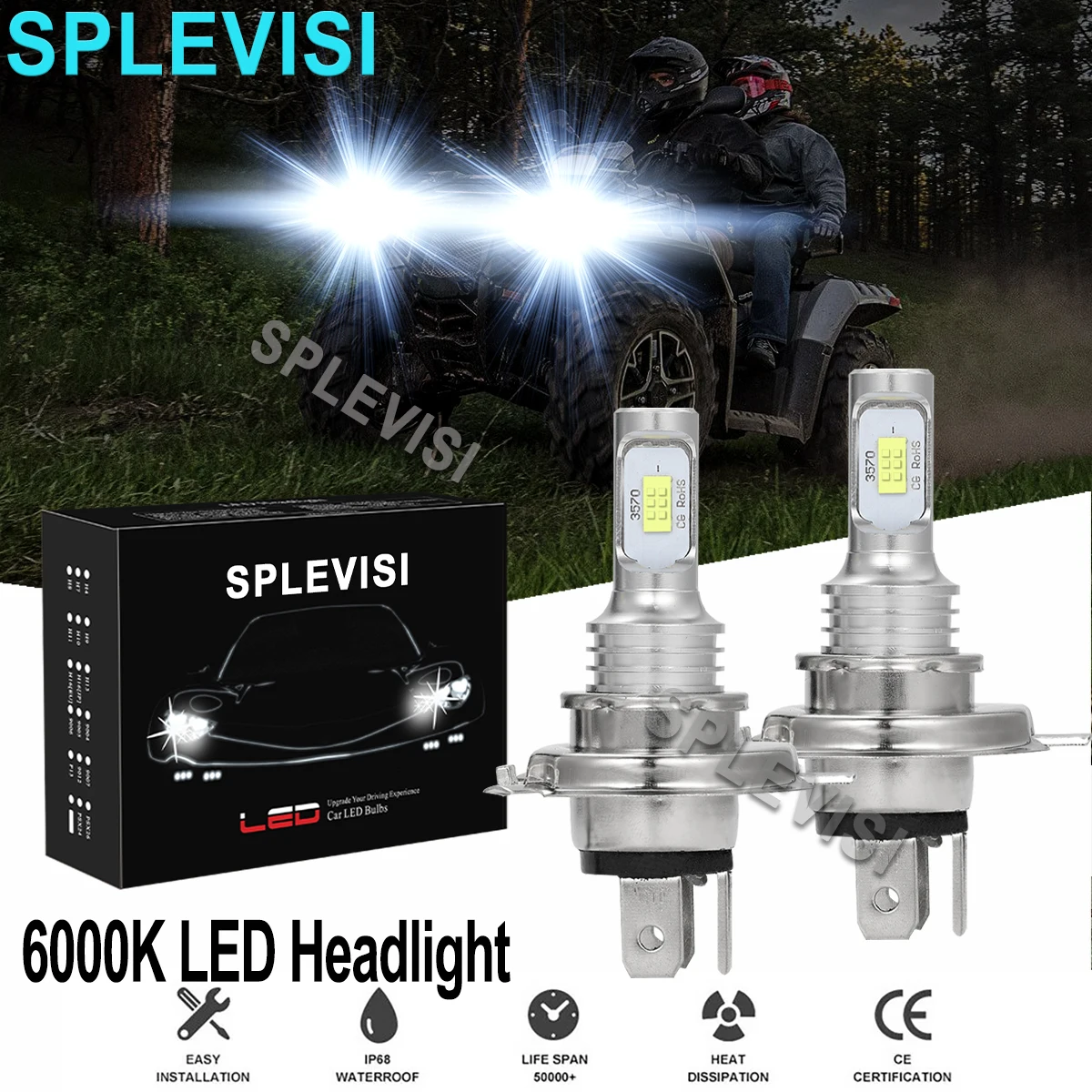 2x70W 6000K White LED Headlights For Polaris Starlite 1992 1993-1995 Startrak 1987-1990 SuperSport 1994 1995-1998 Supertrak 1992 hyundai pony руководство по ремонту и эксплуатации бензиновые двигатели 1985 1994 гг выпуска