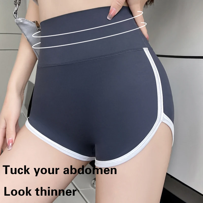 Thin Ice Silk Panelled Contrast Shorts for Women, Running Sweatpants, Hip Lifting, Slimming Beach Pants, Yoga Leggings, Summer 4