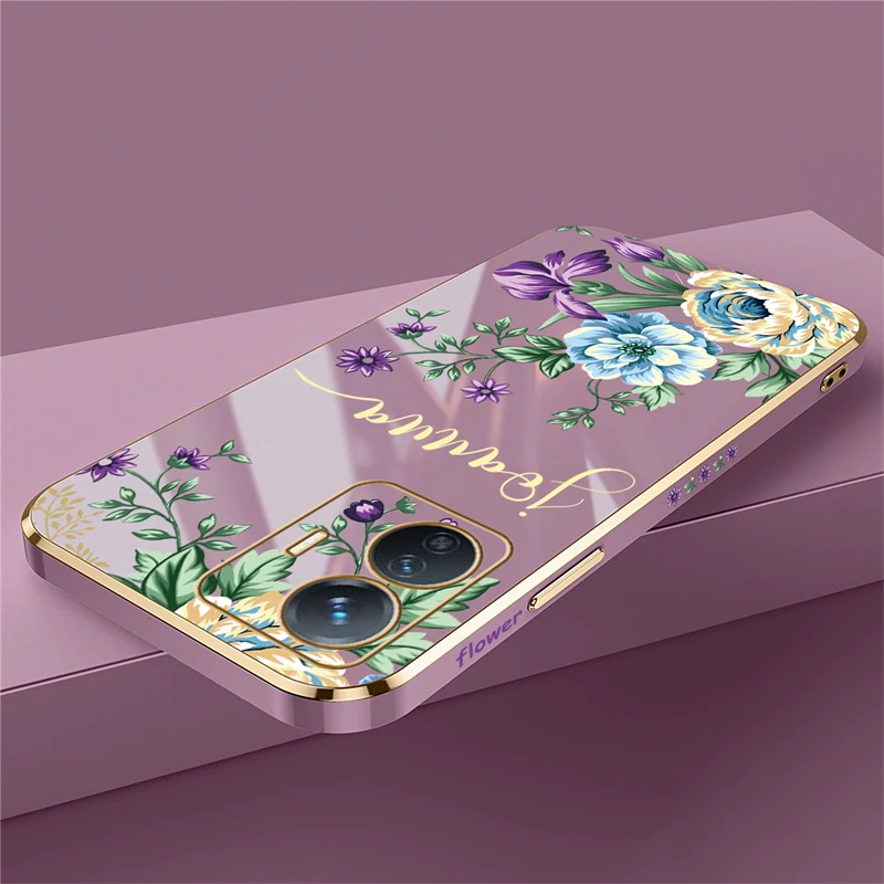 Elegant Floral Plating Silicone Shockproof Phone Case Cover