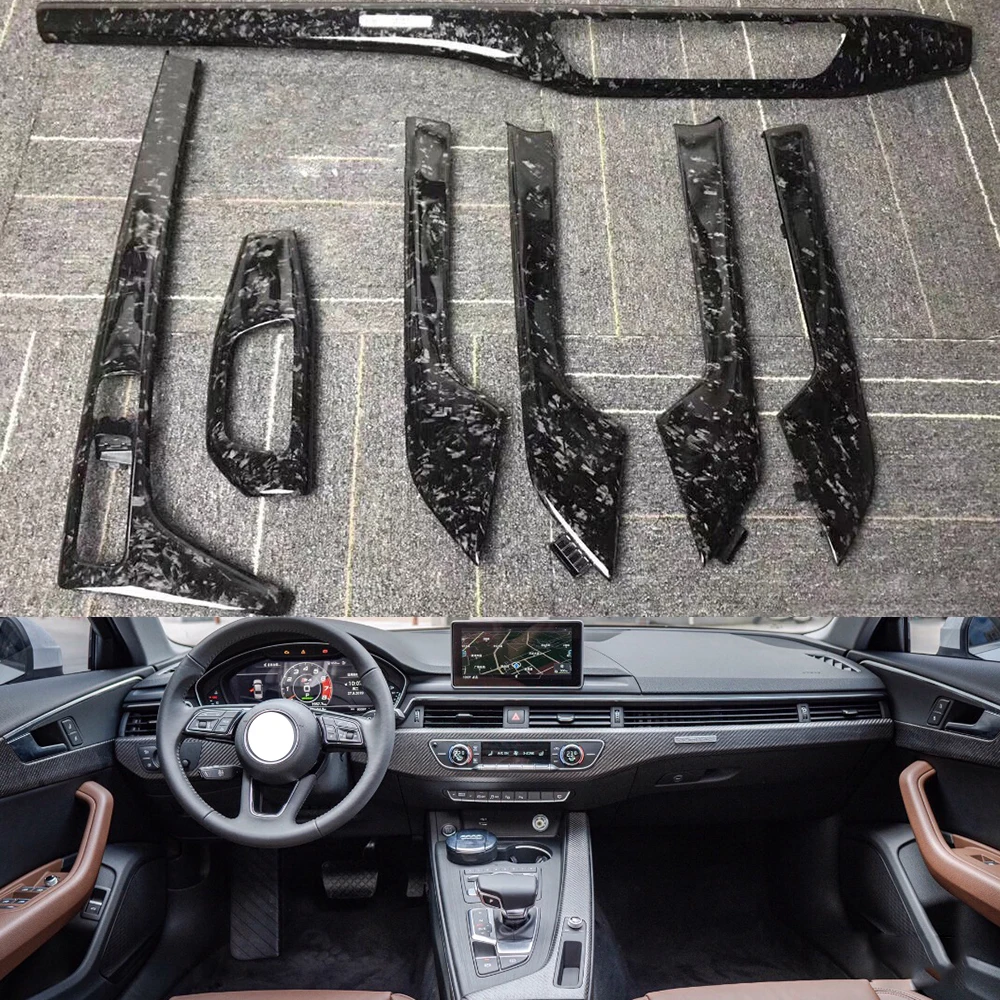 

7PCS Car Central Console Gear Shift Air Vent Outlet Frame Interior Door Panel Trim For Audi A4 B9 A5 S5 S4 2017 2018 2019 2022