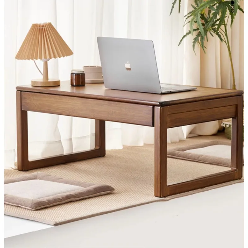Handwoven Rattan Table, Bedroom Window-Side Bamboo Desk, Ground-Level Tea Stand, Bay Window Coffee Table, Zen-Style