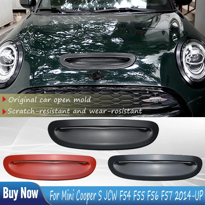 

For Mini Cooper S JCW F54 F55 F56 F57 2014-UP Carbon Fiber Pattern Car Front Engine Hood Bonnet Vent Scoop Air Outlet Cover Trim