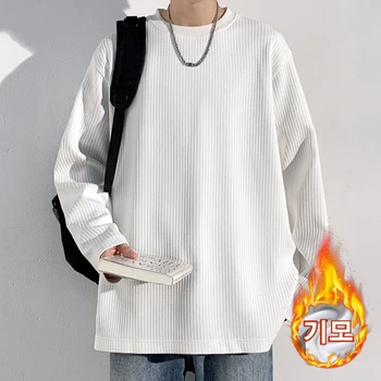 Trend Men's Winter Brushed Overfit T-Shirt Warm Long Sleeve Tee Daily Casual Look Ts3249
