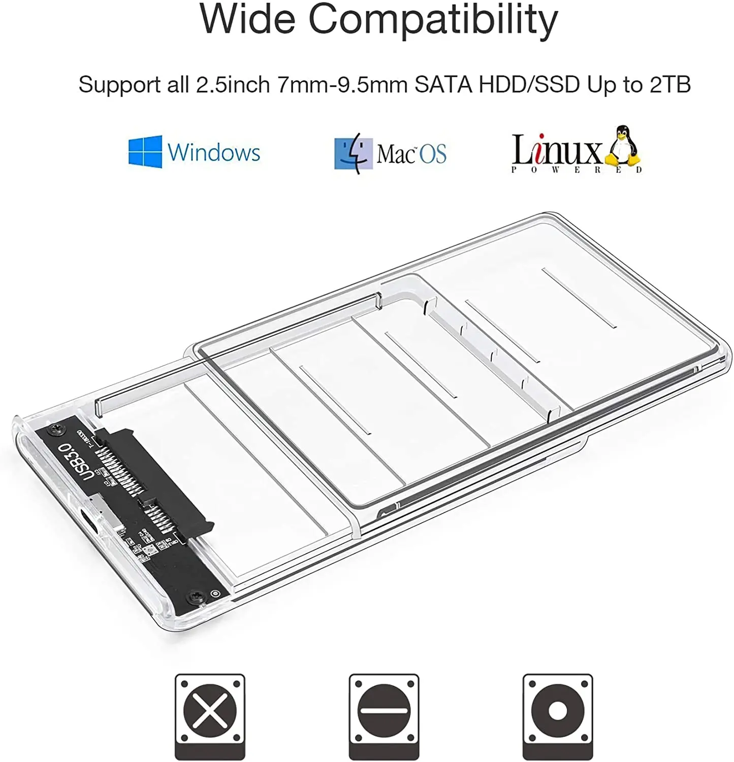 2.5  HDD ̽ SATA to USB 3.1 Gen2 10Gbps  ϵ ̺ ̽, HDD Ŭ SSD ũ ̽  UASP