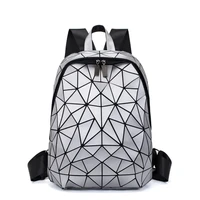 New Women's Luminous Backpacks Holographic Geometric Folding Backpack Teenage Student Schoolbag Ladies Travel School Backpack