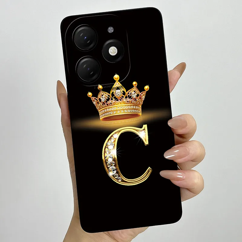 Crown Letter Silicone Soft Phone Case with Camera Protection and Back Cover Bumper