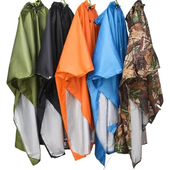 3 In 1 Raincoat Backpack Rain Cover Rain Coat Hood Hiking Cycling Rain Cover Poncho Raincoat Waterproof Outdoor Camping Tent Mat
