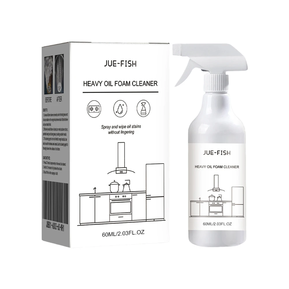 60ml Splash Foam Spray Multipurpose Heavy Oil Foam Cleaner with Sponge & Cloth Degreaser Spray for Kitchen Grills Ovens
