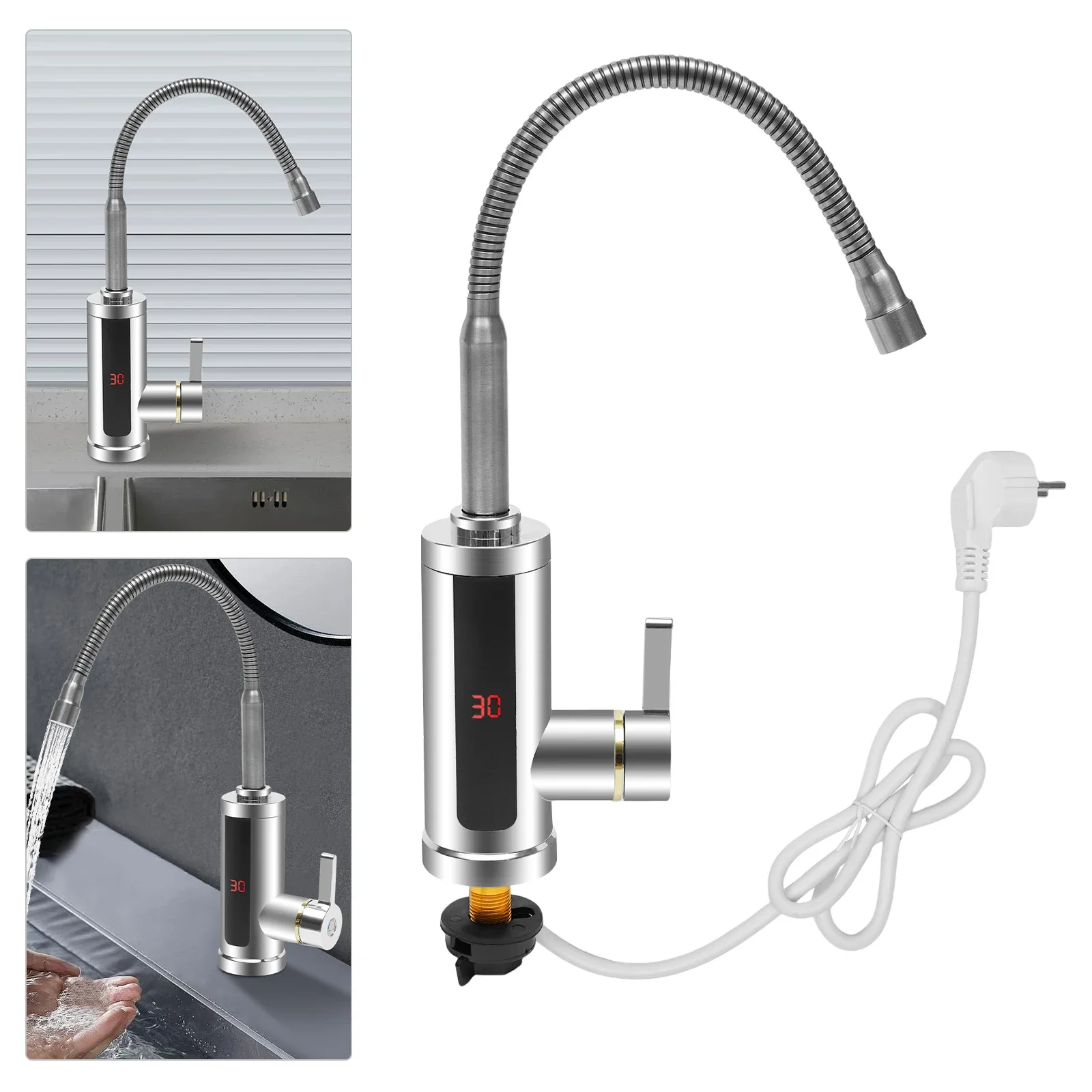 Description Picture 6 of item3000W 220V Electric Kitchen Flow Water Heater Tap Instant Hot Water Faucet Heater Cold Heating Tankless Water Heater with LED