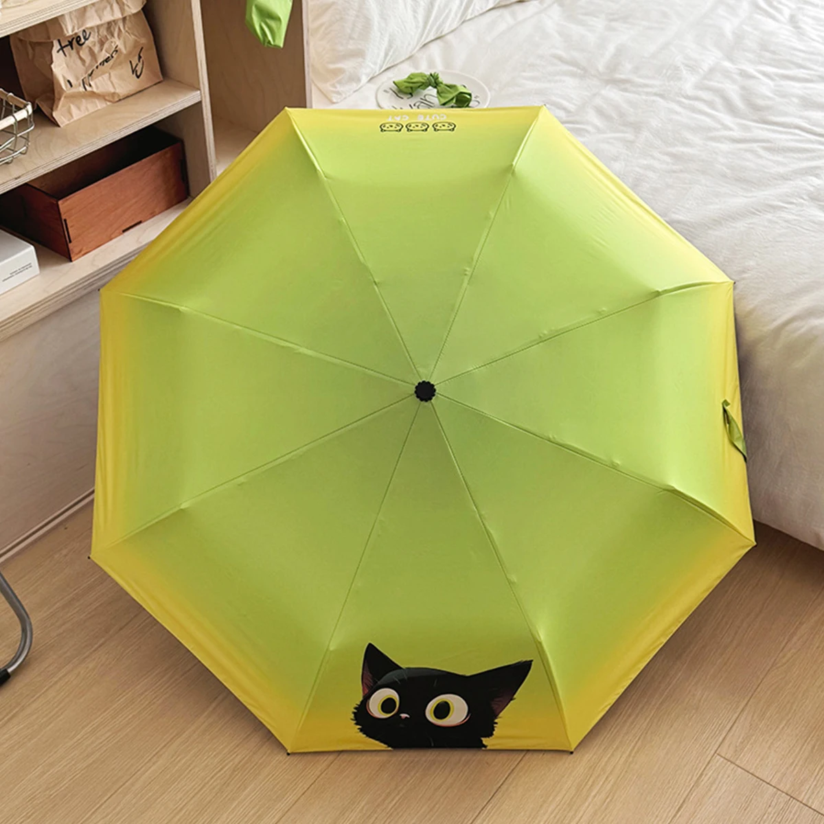 Fully automatic umbrella for both rain and wind resistance student cartoon cute lightweight folding sun um