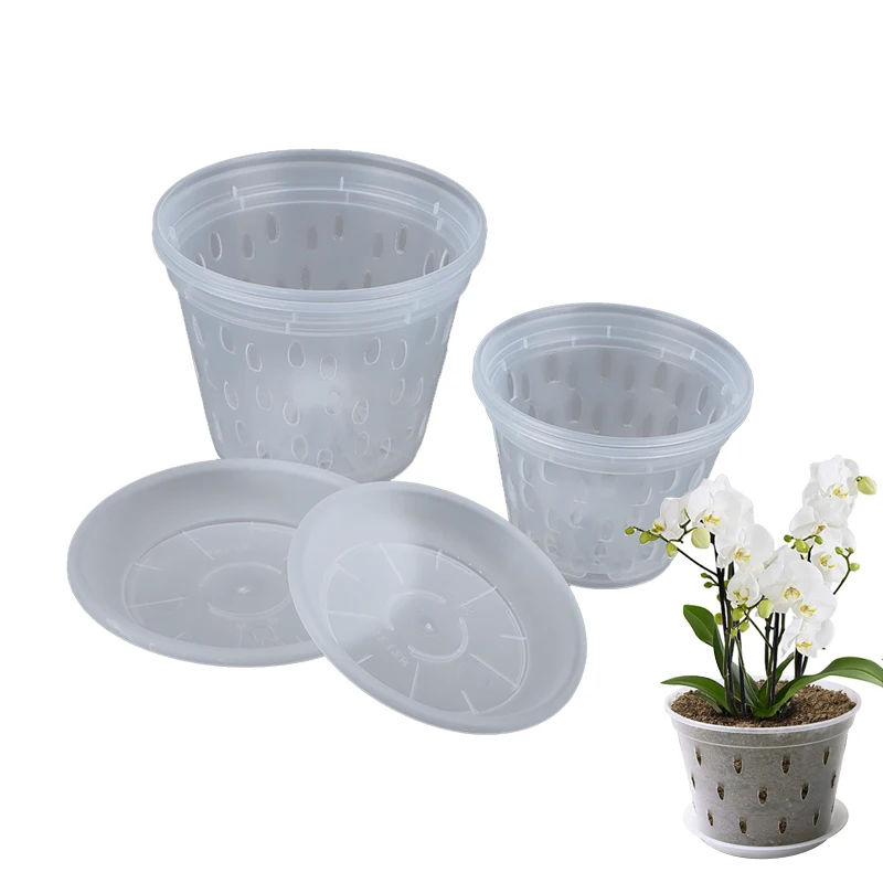 Flower Pot Hydroponic Flower Pot Plant Pot Flowerpot Garden Planter Drainage Pots with Holes Clear Orchid Baskets Plastic Ornaments Breathable Container Accessory