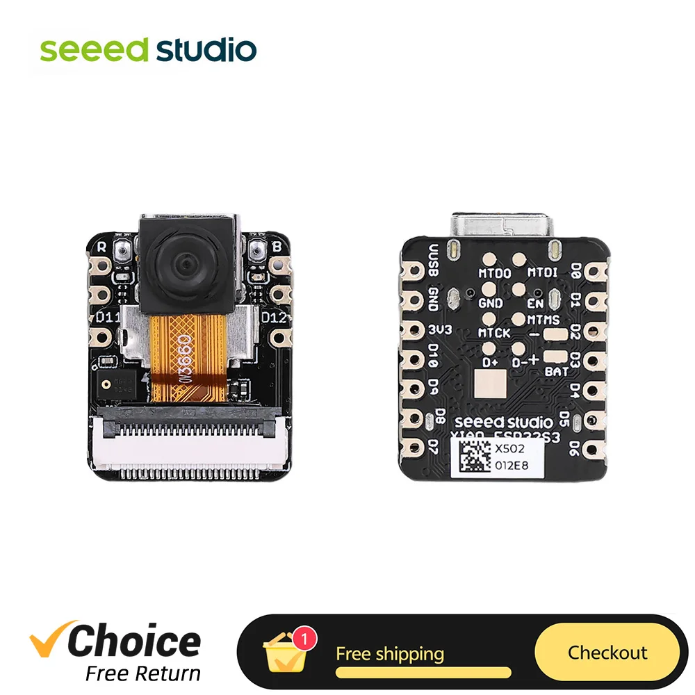 Enhanced Microcontroller Board with Wi-Fi, BLE, Camera, and Microphone