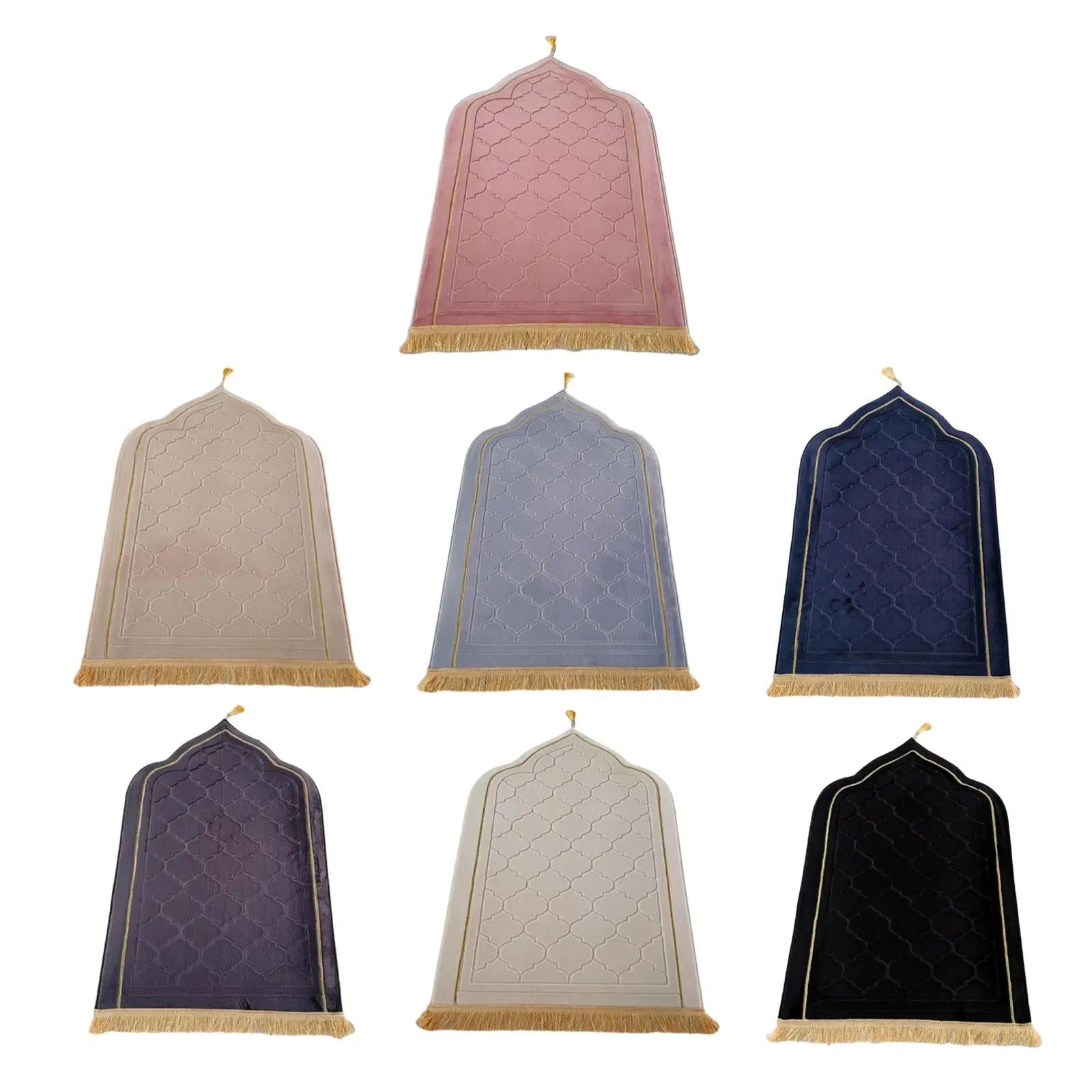 

Islamic Prayer Rug Home Flannel Embossing with Tassels Portable Indoor Decoration Floor Carpet Soft Prayer Carpet Mat Prayer Mat
