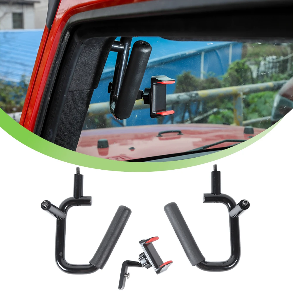 for Jeep Wrangler JK 20072017 Front Door Top Grab Handle Phone Holder