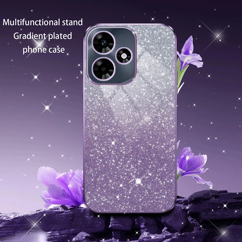 Shiny Glitter Plating Silicone Phone Case with Camera Lens Protection