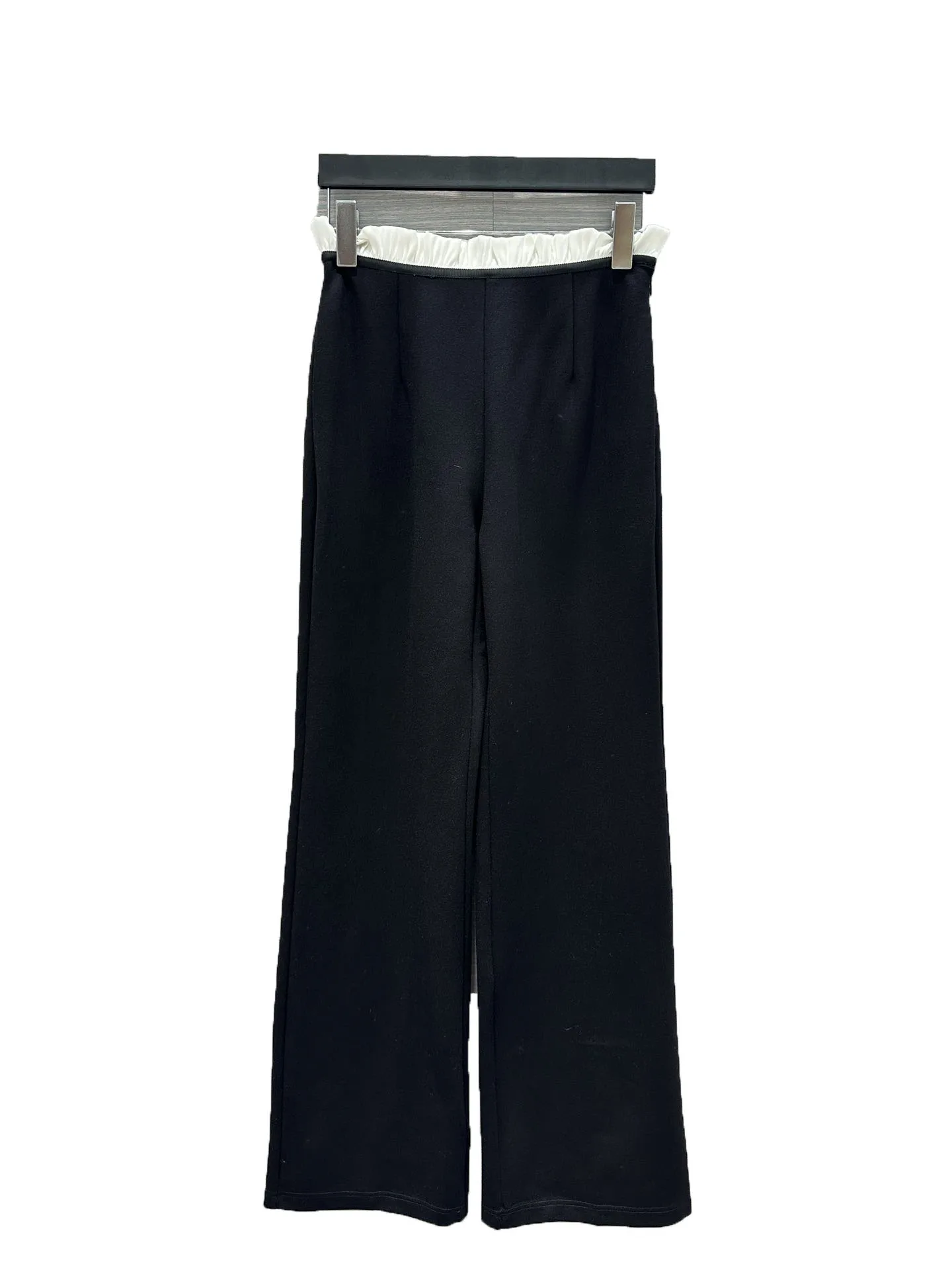 

Ruffle trim straight trousers collision lace design casual versatile fashion 2023 summer new.