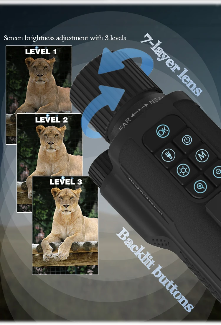 Monocular Night Vision Device 4K UHD Infrared Camera 8X Digital Light Zoom Hunti