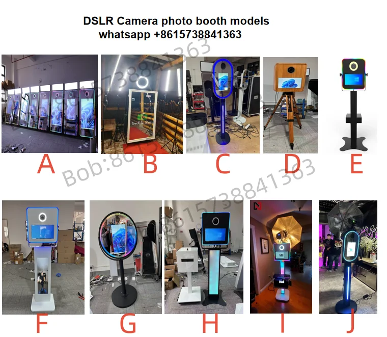 Round Mirror Photo Booth Selfie Led Frame Portable21.5in Touch Screen Magic Mirror Booth Machine for Wedding Party