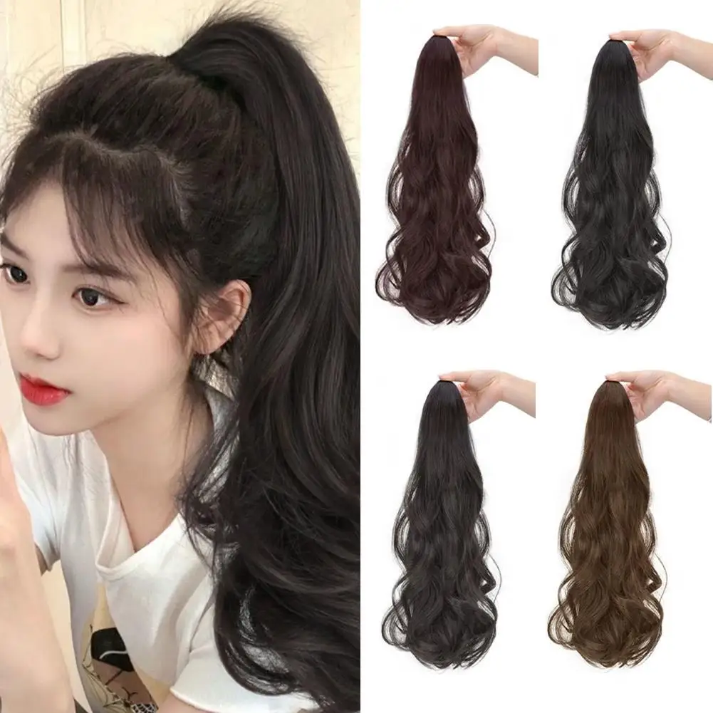 

Synthetic Long Curly Hair Ponytail Wig Female Long Hair Clip Natural Long Curly Hair Large Waves High Ponytail Wig Ponytail