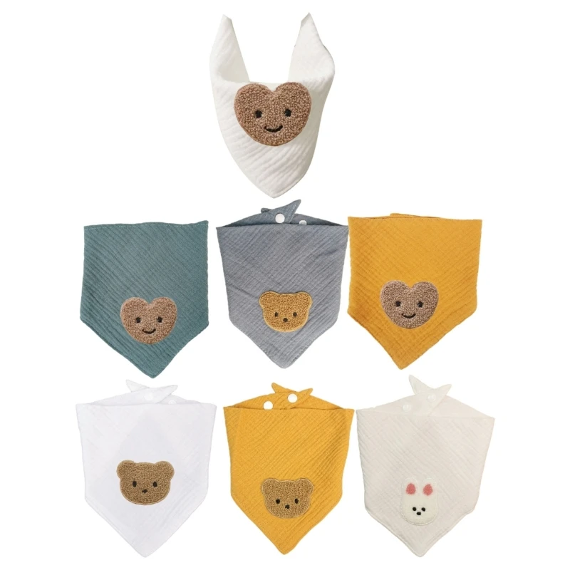 

C5AA Cotton Bibs Dribble Bibs Soft & Absorbent Bandana Drool Bibs Unisex Saliva Towel Perfect Gift for Newborn Boys Girls