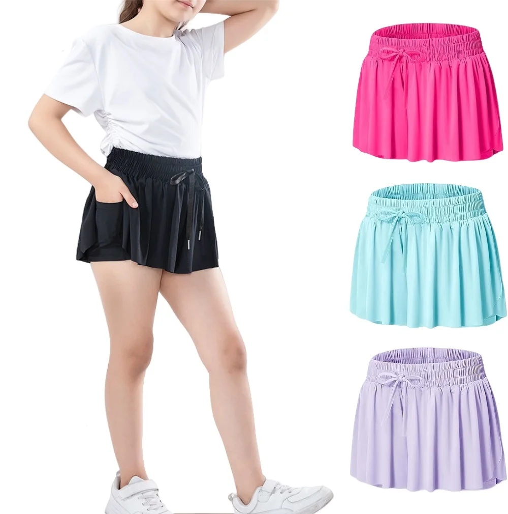 【123】T1 体操競技（耳付き・耳付き、6種完）、他5商品 3-15 Years Girls Flowy Shorts Butterfly Shorts With Pocket 2
