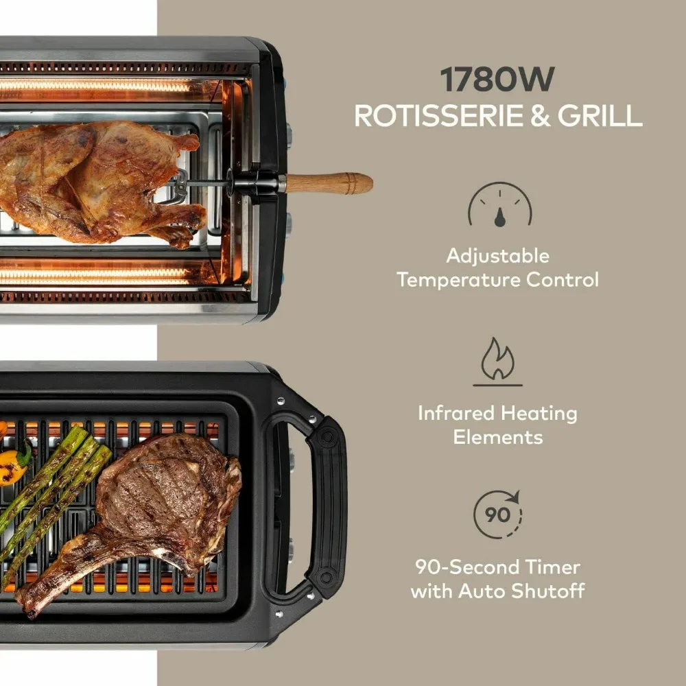 Smokeless Indoor Grill Removeable Plates Non-Stick Korean BBQ Electric Grill Indoor with Infrared Technology - Kebab Set 2
