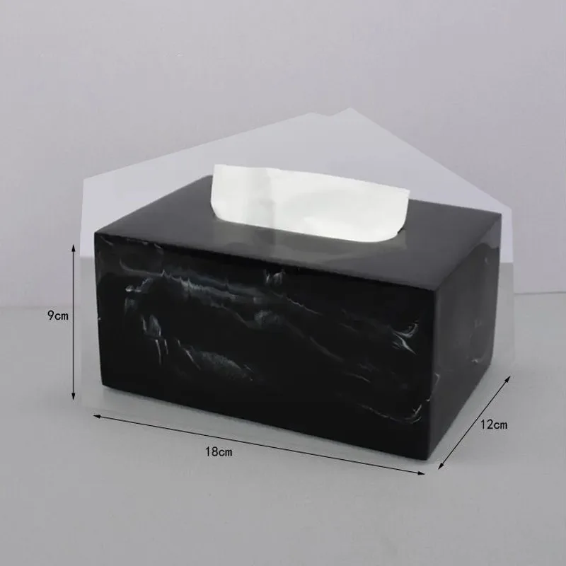 Nordic Marble Texture Resin Tissue Box Creative Decoration Home Living Room Bathroom Accessories Supplies Dining Table Paper Box 6