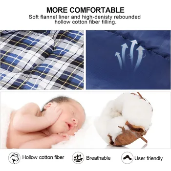 REDCAMP Cotton Flannel Sleeping Bag for Camping Backpacking, Adults Cold Weather Envelope Sleeping Bags with 2/3/4lbs Filling 3