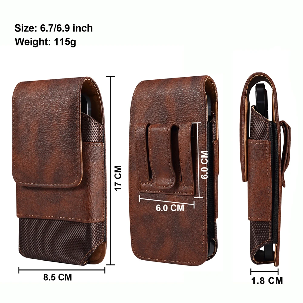 Leather Men Waist Bag-Universal Mobile Phone Belt Clip Case for iPhone 16 15 14 13 Pro Max Samsung Galaxy S22 S23 Xiaomi Huawei