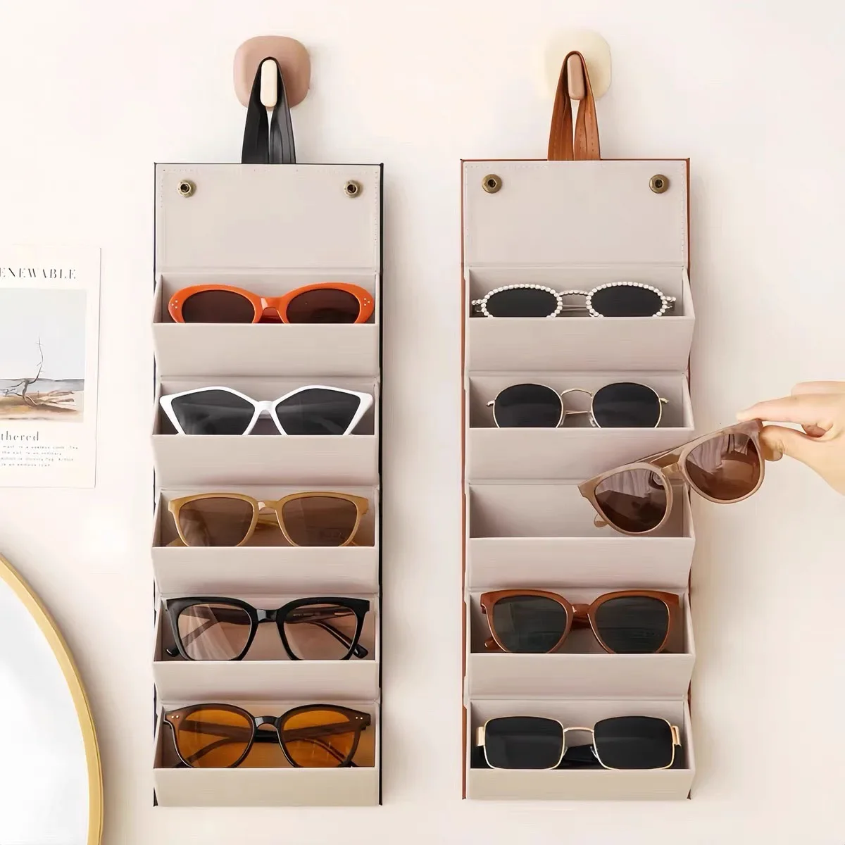 1pc-Sunglasses Organizer Portable Foldable Wall Mounted Box