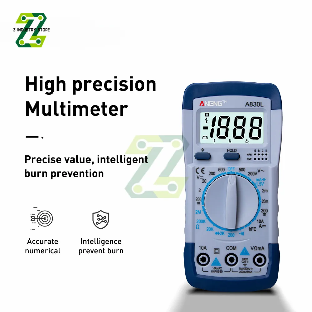 

A830L LCD Digital Multimeter DC AC Voltage Diode Frequency Multitester Volt Tester Test Current Voltmeter Ammeter Amper Gauge