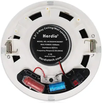 Herdio 6.5 Inch Home Audio 300W Ceiling Bluetooth Speaker Home Recessed Speaker System For Indoor Kitchen Bedroom Bathroom 2