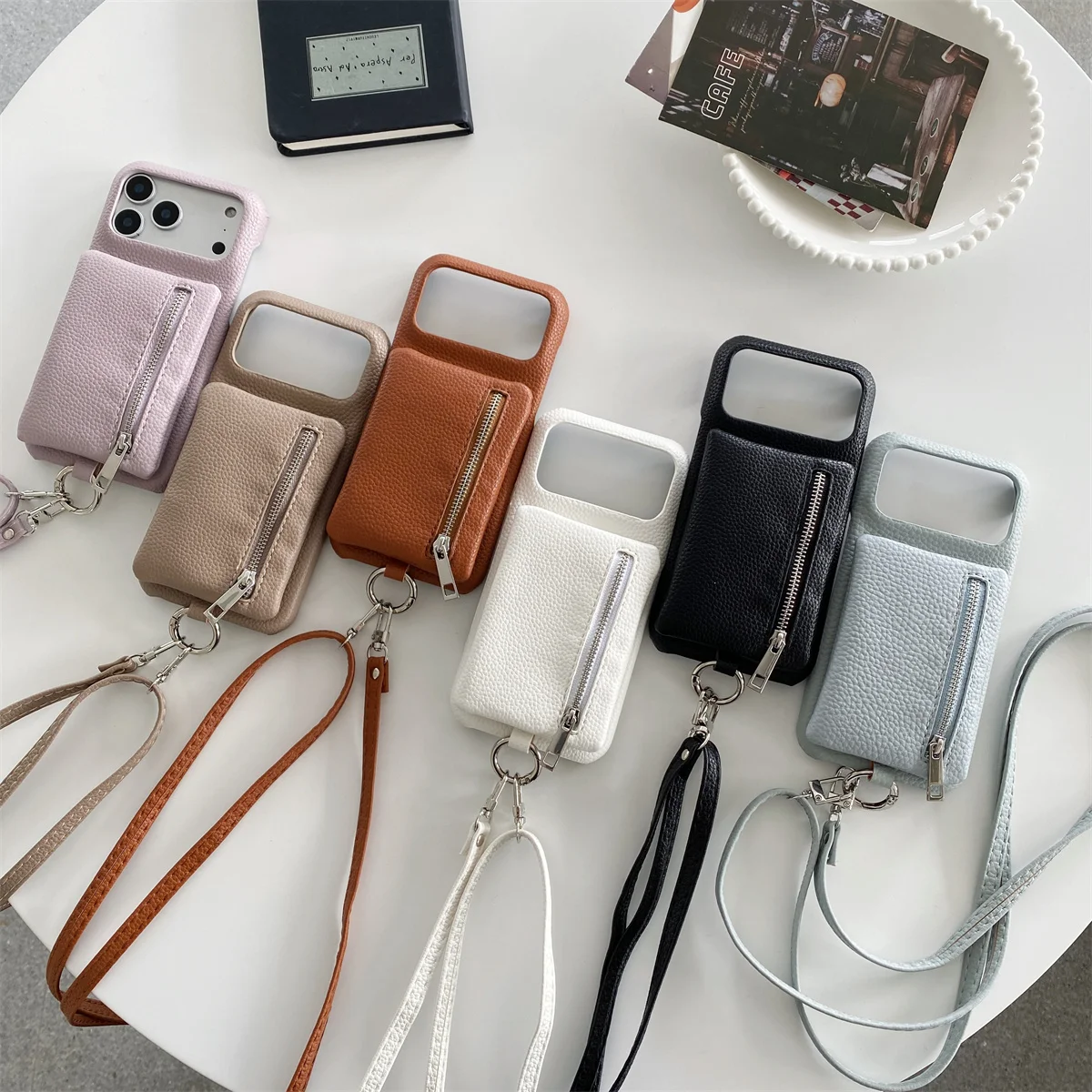 Elegant Leather Crossbody Zipper Wallet Phone Case with Card Holder and Protective Cover