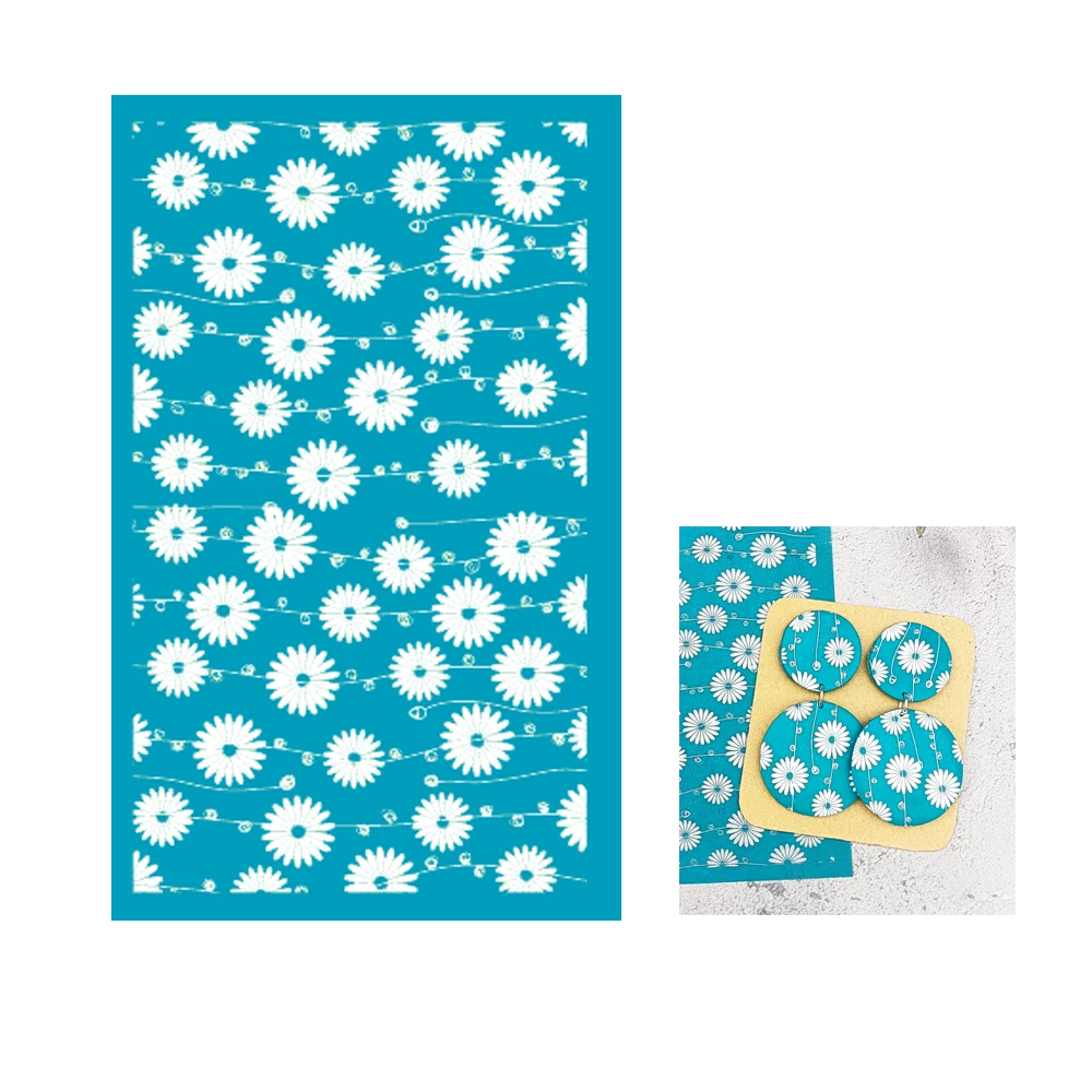 KIT 6 STENCIL PER SERIGRAFIA - Con 2 Raschietti Per Argilla Polimerica, Ideale Per Fai Da Te E Gioielli - Foto 10