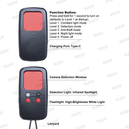 Infrared Camera Detector Anti Peeping Lens Finder LED Spy Gear For Security Protection Hidden Camera Detection - Image 6