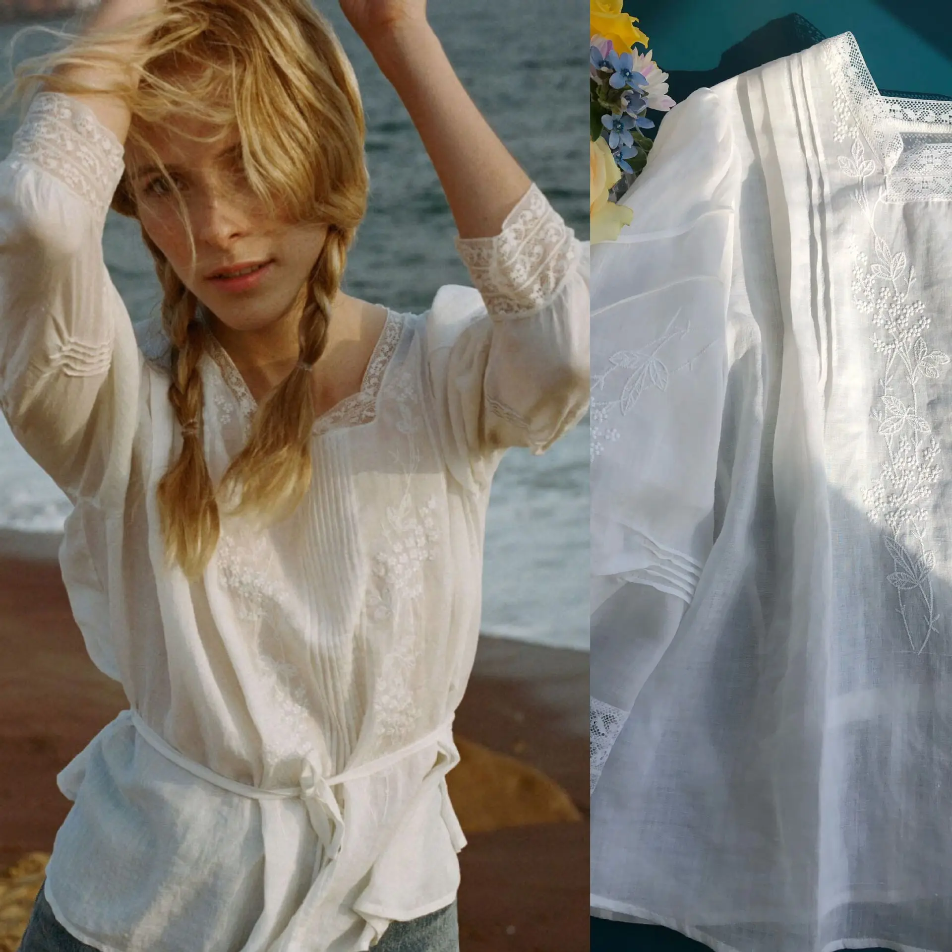 

2024 Spring New Ramie Embroidery Painting Delicate Heavy Industry Design Shirt Lightweight High Quality Shirt Free Shipping
