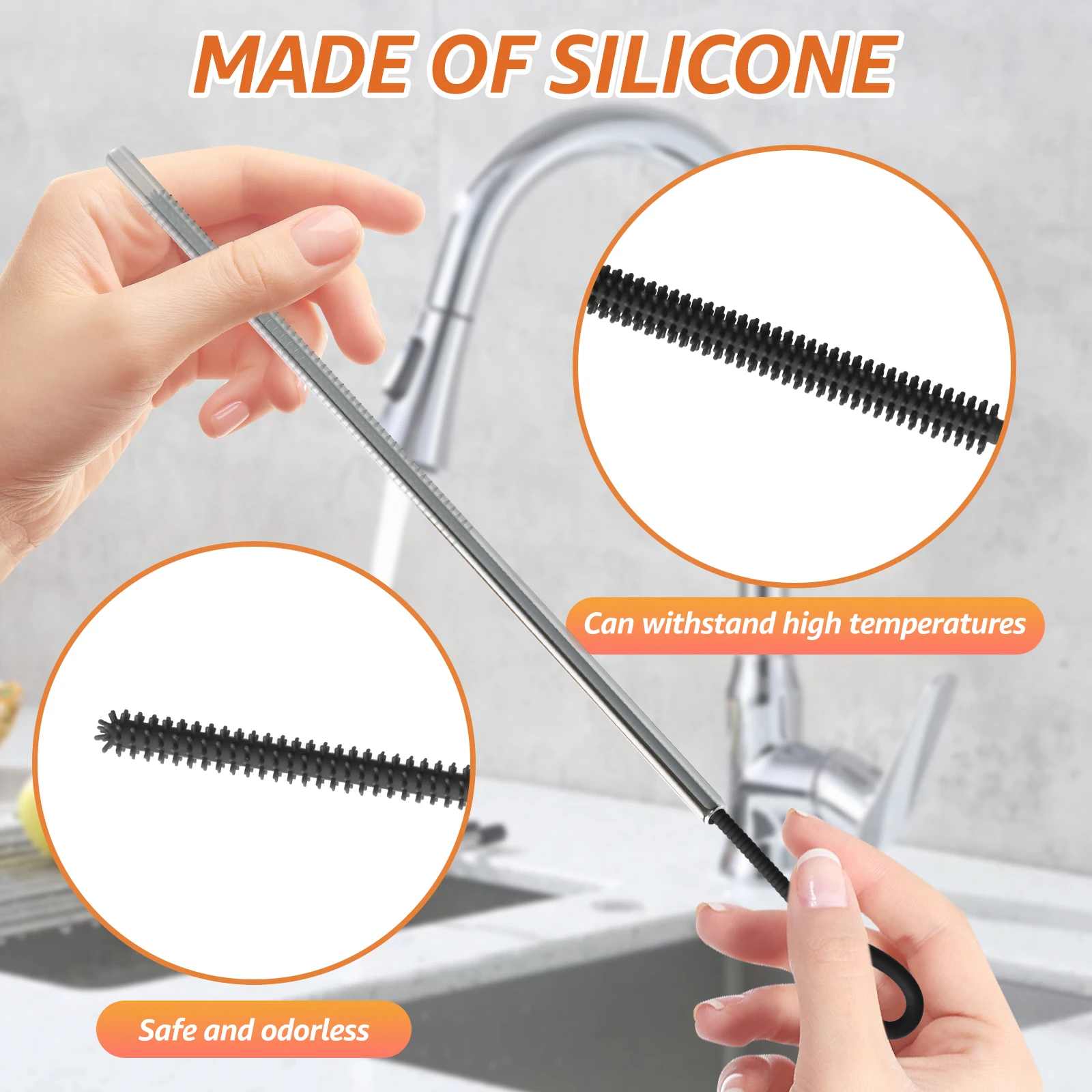 Silicone Straw and Pacifier Deep Cleaning Brush Set - Long Handle, Dual Sizes (6mm & 9mm), Reusable