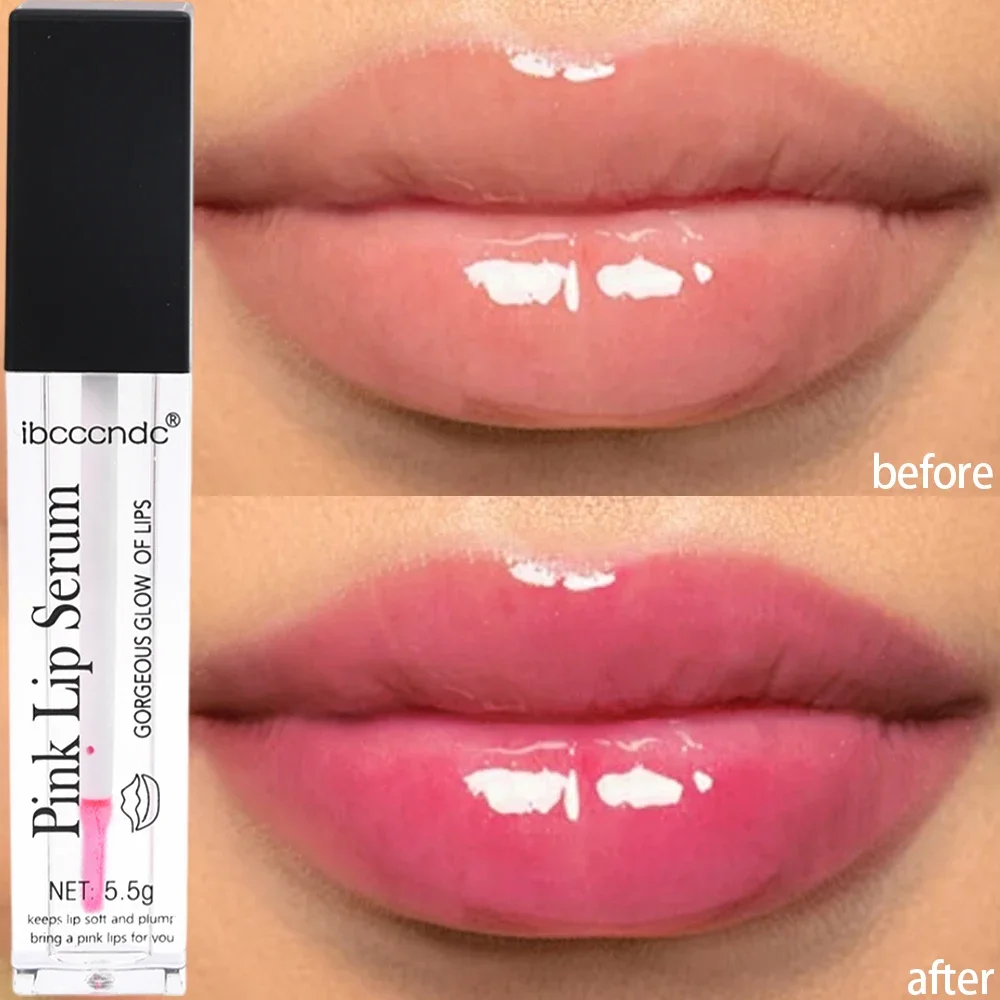 Natural Pink Serum Lips Remove Dark Lip Gloss Lightening Lipgloss Cream Balm Repair Fine Line Brighten Lip Exfoliator