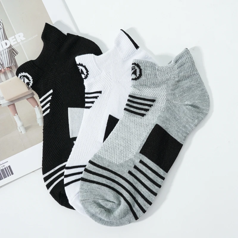 Chaussettes de sport en coton pour hommes, 5 paires/lot, haute qualité, cheville, respirantes, douces et confortables, courtes, à la mode, quatre saisons, 4 Styles_voghion.com