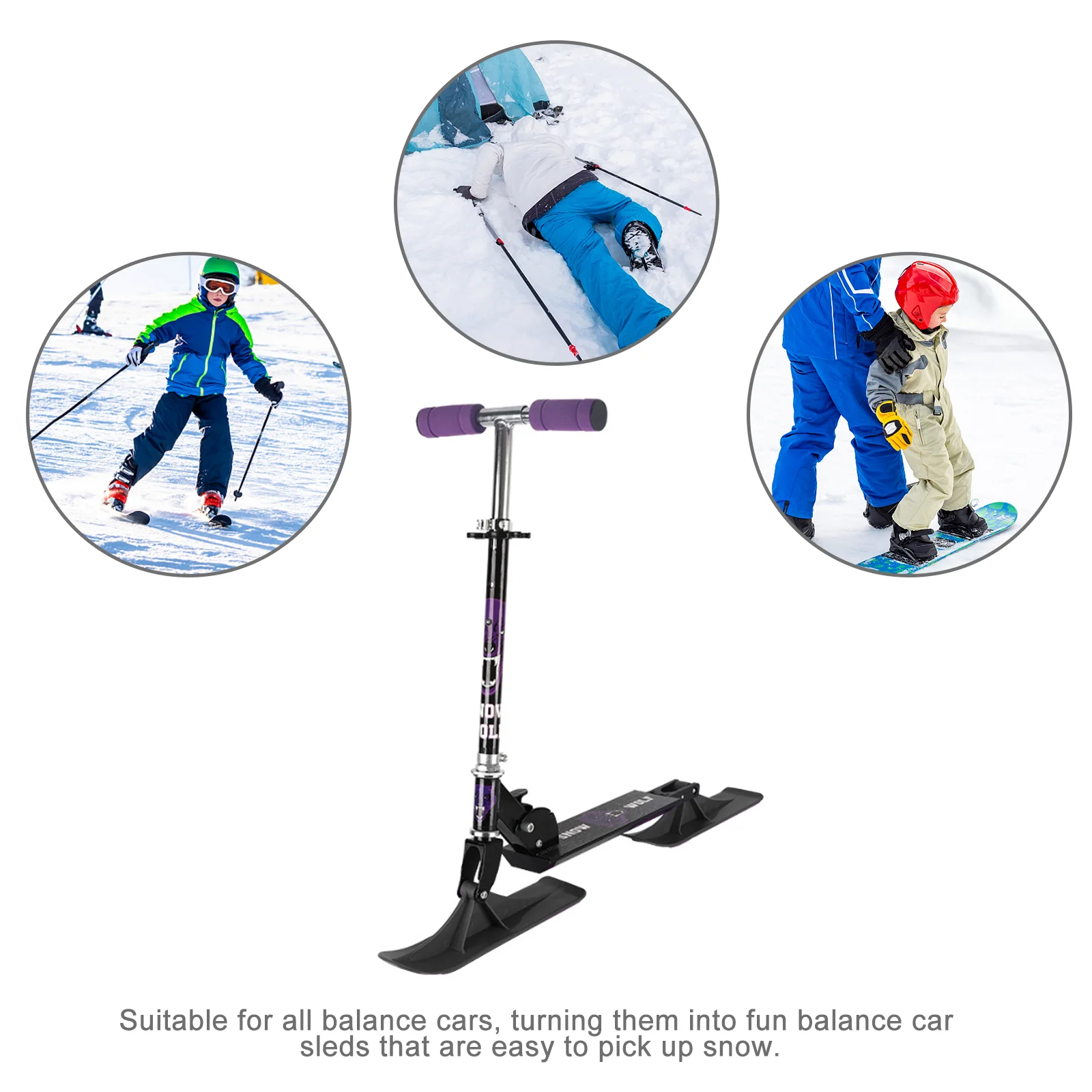 Scooter Ski Sled Snow Sledge Attachment Snowboard Skooteraccessory Dual Balance Parts Accessories Durable