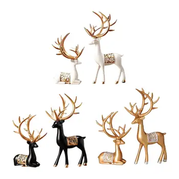 2PCS Reindeer Lover Statues – Elegant Deer Sculptures for Bedroom, Living Room, or Birthday Gift Décor 1