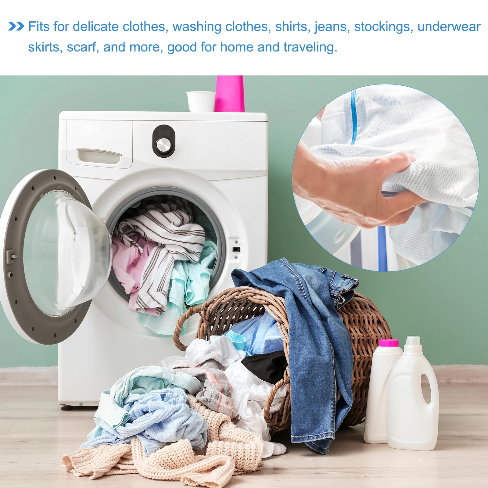 2/3/5pcs Mesh Wash Bag Mesh Laundry Bags Travel Storage Organize Bags with Zipper for Delicate Clothing Laundry Stocking 6