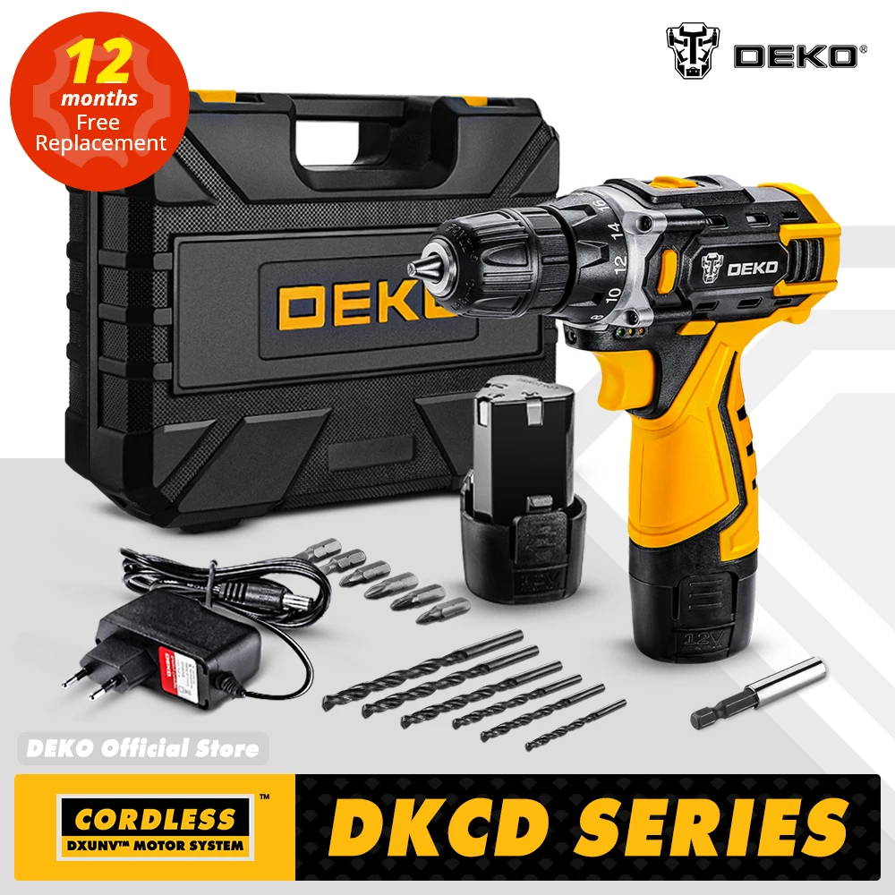 DEKO 12/16/20V MAX Taladro Destornillador eléctrico, Ajustes de par 2 velocidad y Portabrocas sin llave de 3/8 ", Herramientas eléctricas(DKCD Series) - AliExpress Herramientas