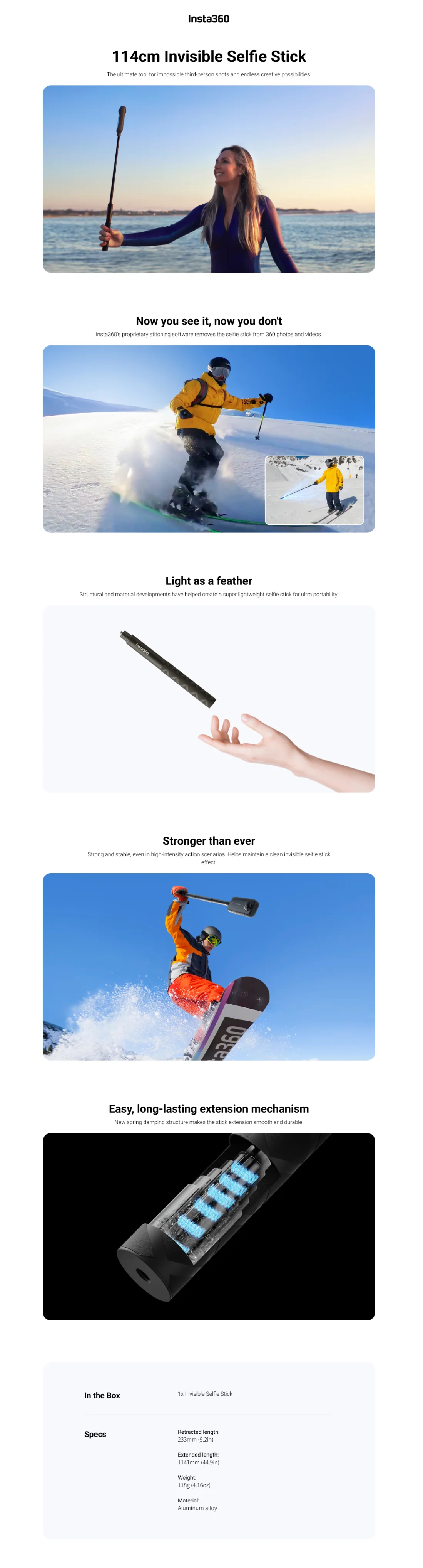 Bastone Selfie Invisibile Insta360 - Compatibile Con X4, GO 3S, Ace Pro E Altri - Foto 7