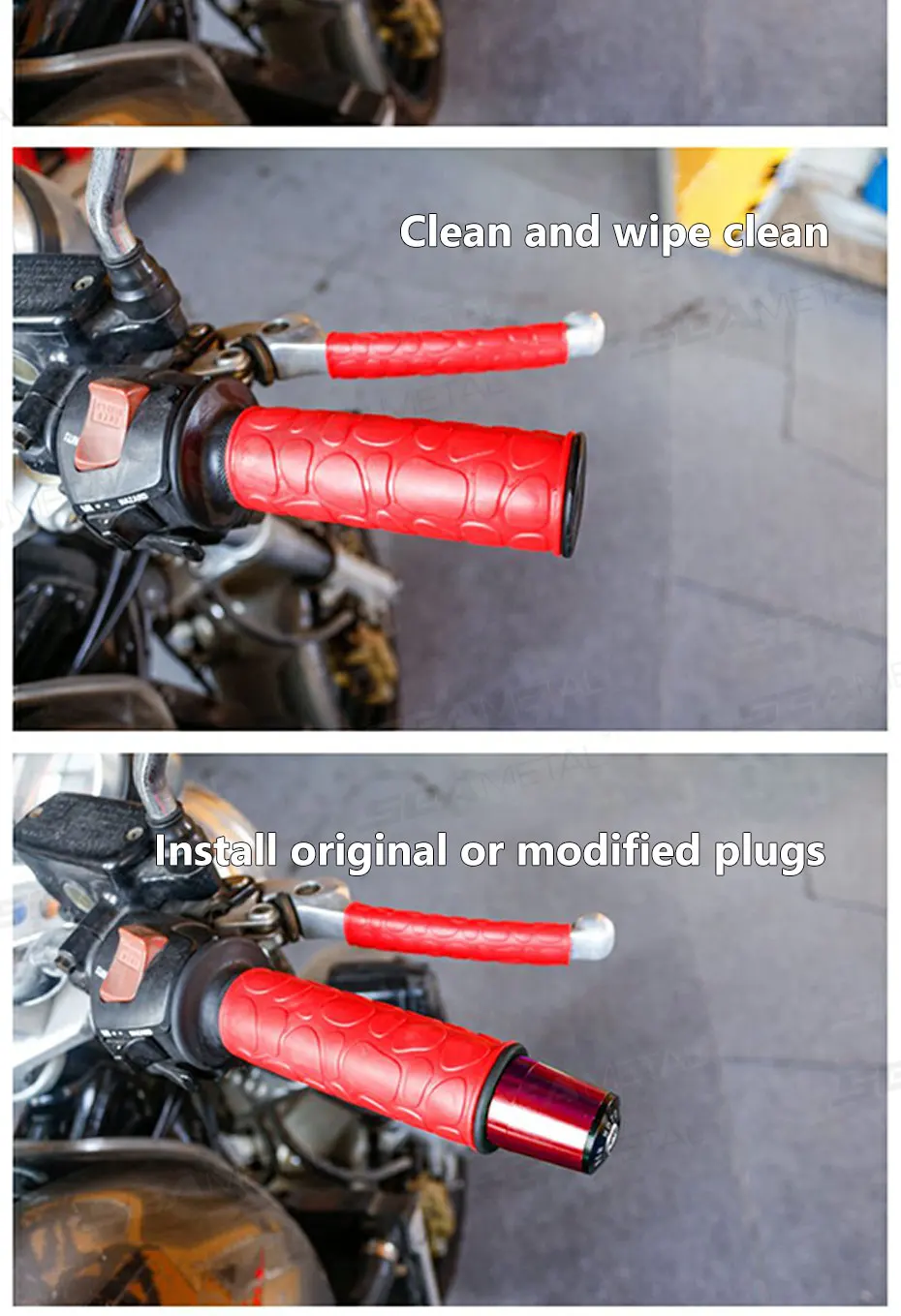 SEAMETAL 4 Stück Motorrad-Lenker-Griffhülse aus Gummi, rutschfest, für Motorradgriffe, Bremskupplungen, Hebelschutzärmel – Detail 12