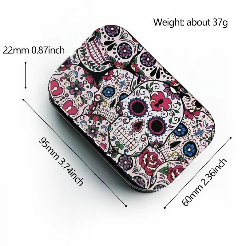 Skull Design Cigarette Tobacco Case Rolling Paper Box Holder Smoking Accessories Gift for Herb Spice Weeds