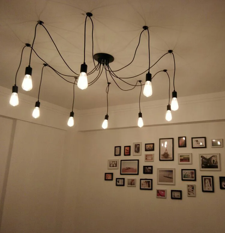 

DIY Pendant Lights Modern Retro Hanging Lamps Edison Bulb Fixtures Spider Ceiling Lamp Fixture Light For Living Room Home Decor